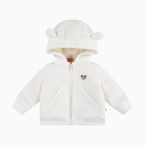 Huggies Fleece Lined Zip Up Hooded Jacket - Snow White, 0-3 M