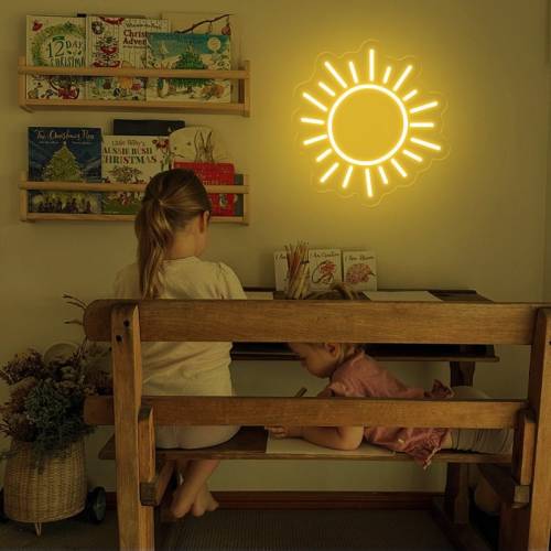Shining Sun LED Neon Sign: Kids Room Wall Decor