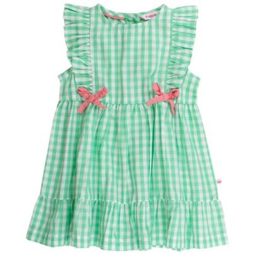 RuffleButts Baby Girls Sleeveless Pinafore Bow Dress - Classic Spring Green Gingham, 6-12m