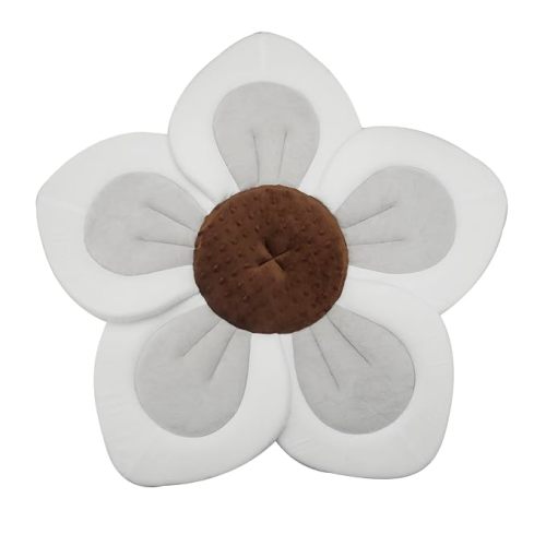 PandaEar Baby Bath Pad for Infant Newborn | Soft Flower 5 Petals for Sink Bathtub Essentials Shower Gift (Grey)