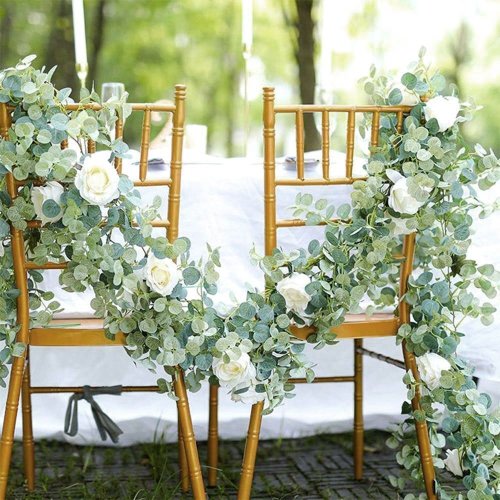 2 Colors Artificial Eucalyptus Garland Hanging Rattan Wedding Greenery Home Decor Table Centerpieces Party Decorations Hotel or Cafe Decor