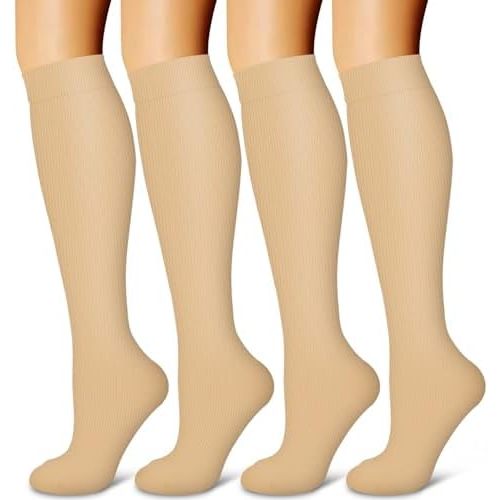 4 Pairs-Compression Socks for Women&Men Circulation-Best Support for Nurses,Running,Athletic