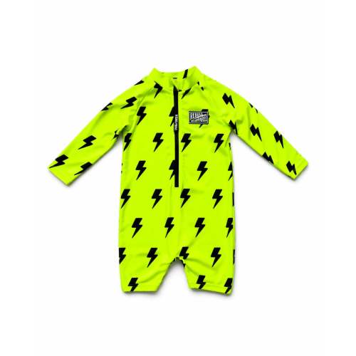 UPF50+ Boys Swim Romper in Neon Electric Lime x Jagger