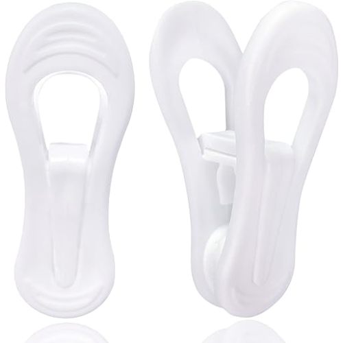 White Hanger Clips 60 Pack, Multi-Purpose Plastic Hangers Clips Perfect for Plastic Velvet Hangers, Clothes Pins Finger Clip for Skirt Pants