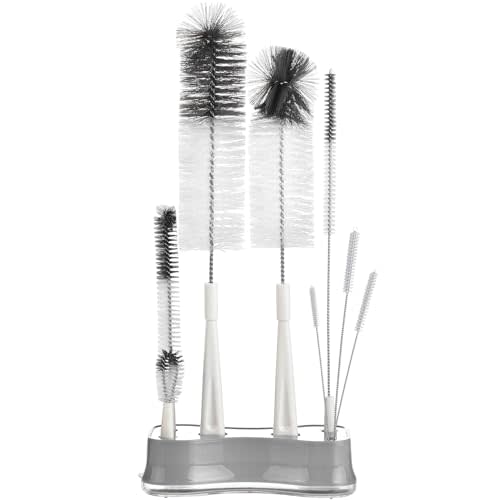 ALINK 8 Pack Bottle Brush Cleaning Set with Stand, Long Handle Bottle Cleaner with Holder for Narrow Neck Beer Wine Brewing Bottles, Stanley, Baby Bottles, Tumblers, Drinking Glasses, Straws