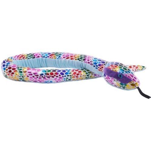 Wild Republic Foilkins Dotted Rainbow Snake, Stuffed Animal, 54 Inches, Plush Toy, Fill is Spun Recycled Water Bottles
