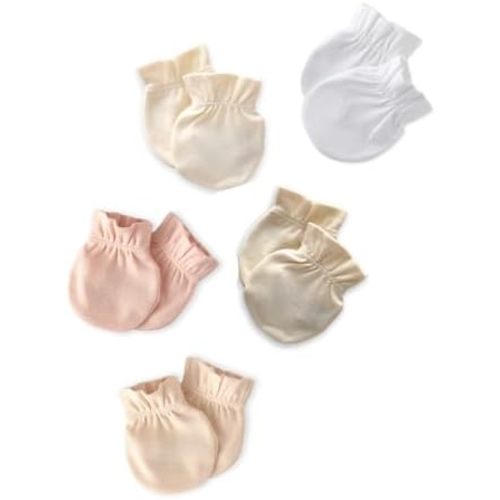 Morgan 5-Pack Baby Mittens 100% Organic Cotton No Scratch Mittens for Newborn Baby Boys & Girls