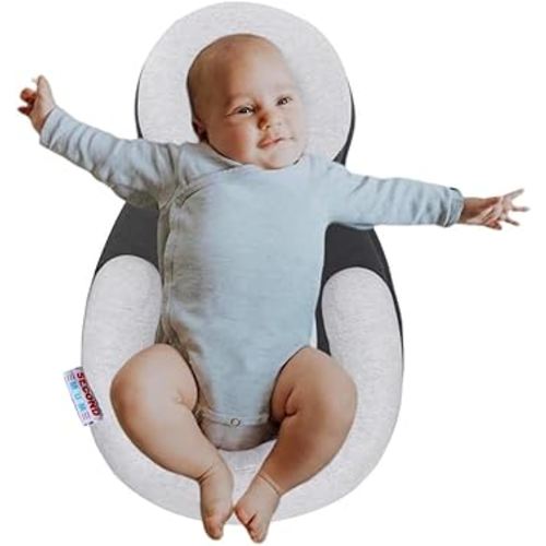 Ultra Comfort Baby Pillow Portable Adjustable Anti-Roll 3D Air Mesh Fabric Newborn Infant Must Have Essentials Shower Gift (Gray)