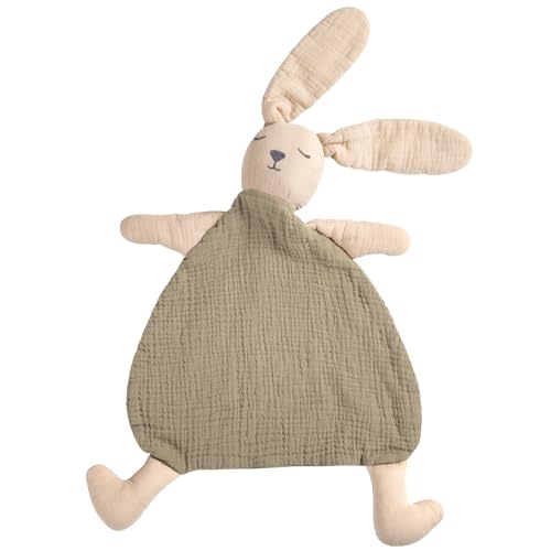 lulumoon Bunny Baby Security Blanket: Skin-Friendly Muslin Snuggle Lovey for Travel & Daycare - Newborn Gift for Baby Shower
