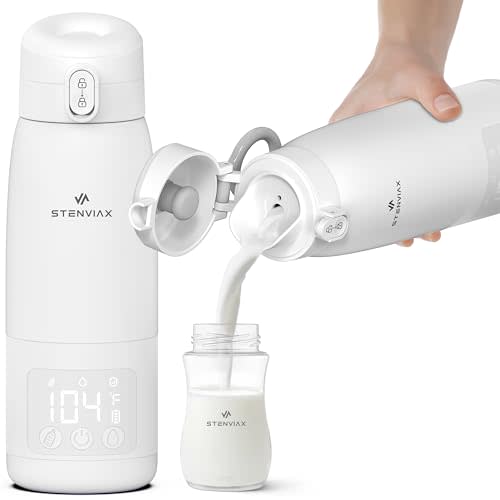 Baby Portable Bottle Warmer Pro|500ml Large Capacity with Ultra Powered 14000mAh Battery |48-Hours Performance for Travel & Home |Fast Charging & Heating for Breastmilk or Formula (Luxe White)
