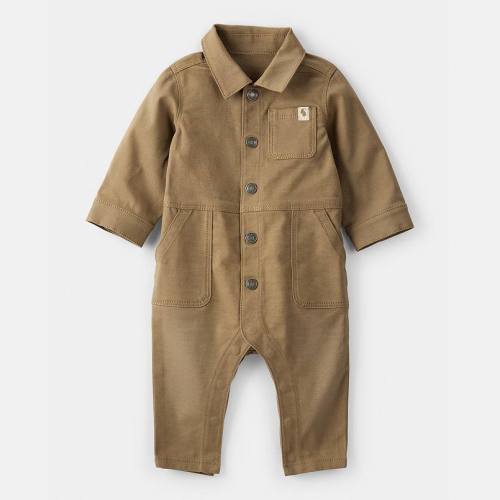 Baby Boy Carter's Canvas Long-Sleeve Jumpsuit with Pockets