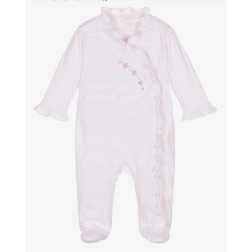 Kissy Kissy - Girls Pink Striped Pima Cotton Summer Medley Babygrow | Childrensalon