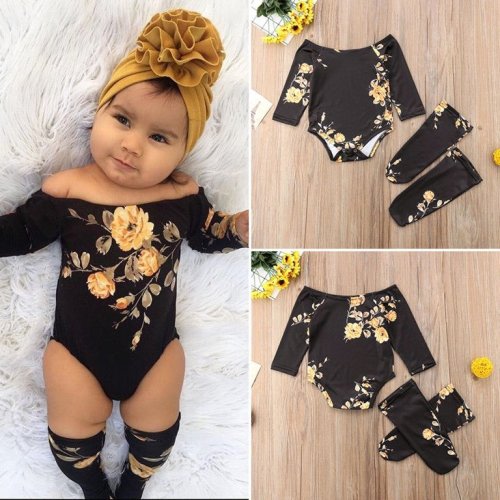Cute Newborn Infant Baby Girl Flower Romper Jumpsuit+Leg Warmers 3Pcs Outfits Set - Cute Newborn Infant Baby Girl Flower Romper Jumpsuit+Leg Warmers 3Pcs Outfits Set