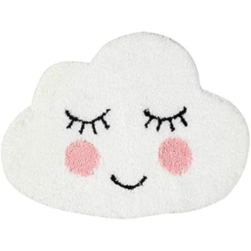 Playtime Cozy Cute Cloud Shaped Bedroom Bathroom Doorway Kitchen Floor Rug Carpet Water Absorption Non-Slip mat for Bath Room (White, 63x47cm)
