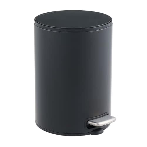 5L Kitchen Stainless Steel Trash Can with Step Pedal, Silver | 410 Stainless Steel, Fingerprint Resistant, Soft Close Lid, Removable Inner Bucket, for Bathroom Bedroom Office
