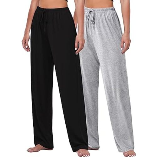 FEQO 2 Pack Women's Lounge Pants Wide Leg Yoga Pants Casual Pajama Bottoms