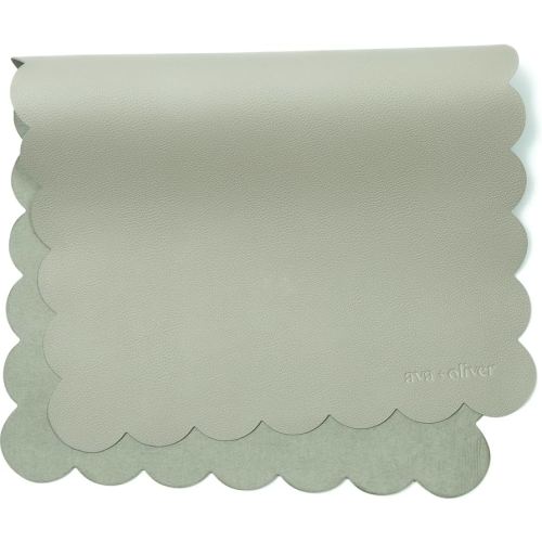 Ava + Oliver Vegan Leather Baby Changing Mat (16 X 30 in) - Multipurpose Wipeable and Portable Diaper Changing Mat - Foldable for Travel (Sage Scallop)