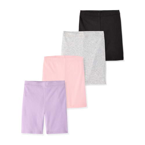 Garanimals Baby & Toddler Girl Ribbed Cotton Biker Shorts, 4-Pack, 0M–6T