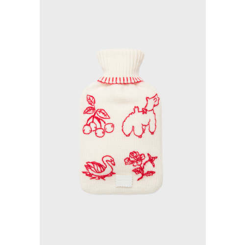 Babette Hot Water Bottle - Cream/Rose Red