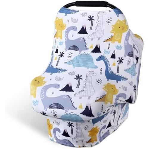 Rquite 4-in-1 Baby Car Seat Canopy, Stretchy Nursing Breastfeeding Cover