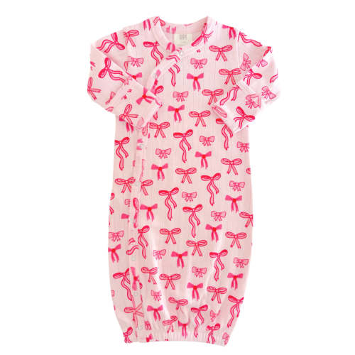 Pink Bows / Organic Pointelle Gown