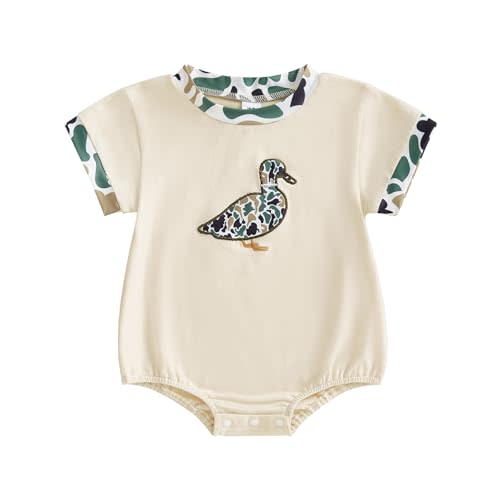 Bagilaanoe Newborn Baby Boy Girl Summer Romper Short Sleeve Bodysuit Mallard Duck Jumpsuit Summer Clothes (Green, 3-6 Months)