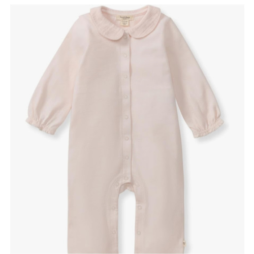 Burt's Bees Baby Girls Long Sleeve Jumpsuit with Collar, 100% Organic Cotton Romper One-Piece Outfit Coverall