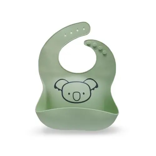 Plum Silicone Catcher Bib - Koala - Olive | Baby Bunting AU
