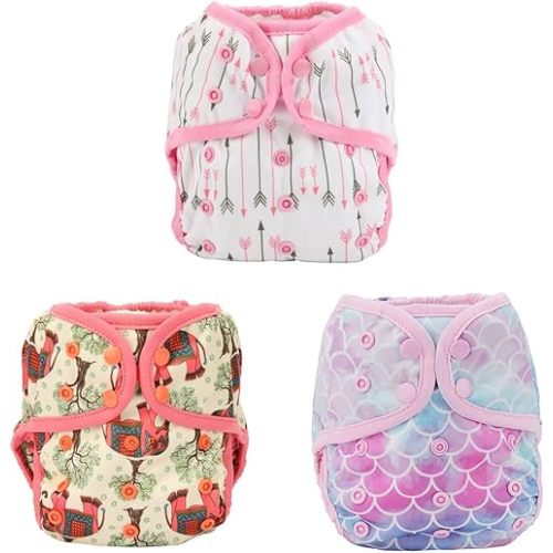 3 Baby Diaper Covers Nappies One Size 8lbs to 36lbs (Elephant Tree Arrow)
