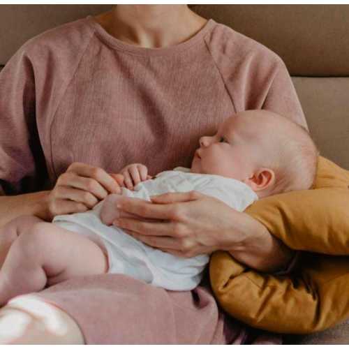 mini nursing pillow arm sling - organic cotton muslin - portable baby feeding support