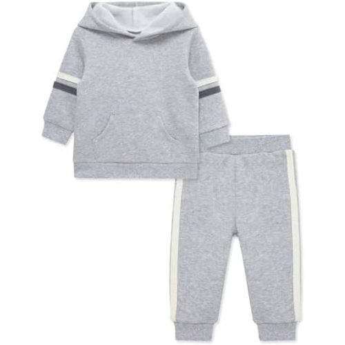 Little Me Simply Essential Solids Organic Cotton Blend Baby Boys' Fleece Sweatshirt and Pant Set