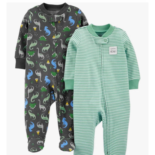 Simple Joys by Carter's baby-boys 2-way Zip Thermal Footed Sleep and Play, Pack of 2