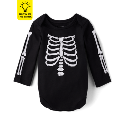 Baby Matching Family Glow Skeleton Graphic Bodysuit - Black