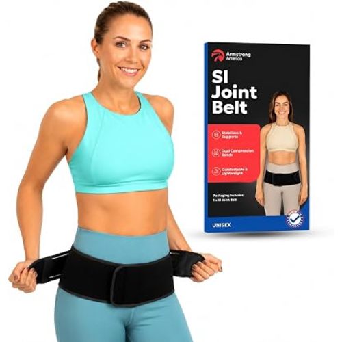 ARMSTRONG AMERICA SI Belt Sacroiliac Belt for Women and Men - SI Joint Belt, Sciatica Brace and Trochanteric Belt - Hip Support Brace for Pelvic Stability and Lower Back Support (Small 25"-29")