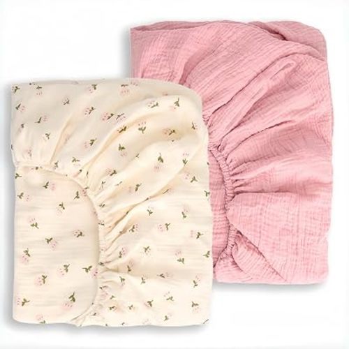 Muslin Crib Sheets, 2 Pack, Solid & Printed