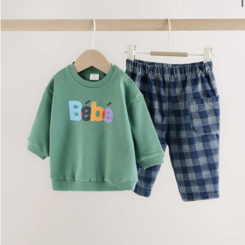 Buy Green Slogan Sweat Top and Trousers Baby Set (3mo) from Next USA