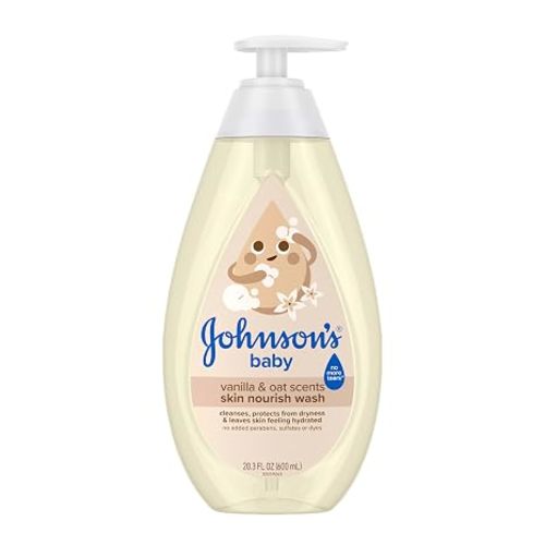 Johnson's Skin Nourishing Baby Wash, Vanilla & Oat, 20.3 fl. oz | Tear-Free, Baby Body Wash, Hypoallergenic Protects from Dryness, Leaves Skin Feeling Hydrated