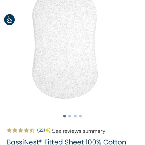 HALO - BassiNest Fitted Sheet 100% Cotton | Pebble - white