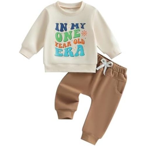 FYBITBO First Birthday Baby Boy Outfit In My One Year Old Era Sweatshirt Fall Long Sleeve Shirt 1st Birthday Boy Clothes Set