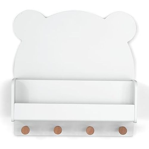 babyGap by Delta Children Brannan Bear Wall Shelf with 4 Hooks, White