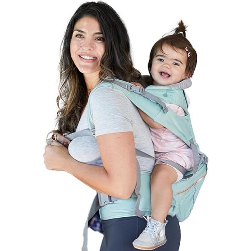 Baby Carrier - 6-in-1 Ergonomic Soft Carrier with Hip Seat and Large Storage, Front and Back Positions, Adjustable Waist Up to 43 Inches, for Infants Aged 2-36 Months, Weighing 6-45 lb