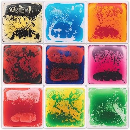 Art3d Liquid Fusion Activity Play Mat for Kids, Pack of 9 Tiles 12" X 12", Multi-Color, Round Corner
