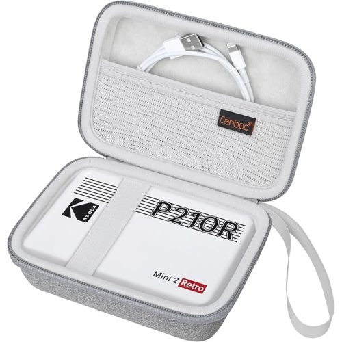 Canboc Carrying Case for KODAK Mini 2 Retro 4PASS Portable Photo Printer/KODAK Mini Shot 2 Retro 4PASS 2-in-1 Instant Digital Camera, Mesh Bag fits Photo Paper and Cable, Grey