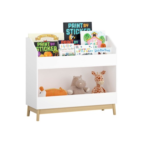 Maocao Hoom Toddler Book Display Shelf with Storage White Kids bookcase ( 32.68-in W x 29.53-in H x 11.81-in D )
