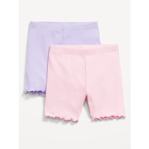 Ribbed Lettuce-Edge Biker Shorts 2-Pack for Toddler Girls