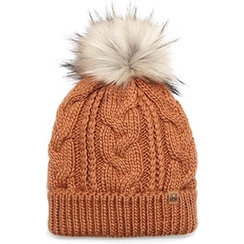 MIRMARU Women’s Soft Faux Fur Pom Pom Slouchy Beanie Hat with Sherpa Lined- Thick, Soft, Chunky and Warm