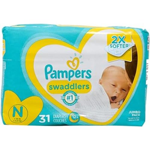 Diapers Newborn/Size 1 (8-14 lb), 31 Count - Pampers Swaddlers Disposable Baby Diapers, Jumbo Pack