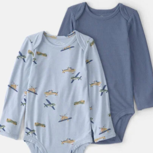 Baby Boy 2-Pack Plane PurelySoft Bodysuits - Blue | Carter's