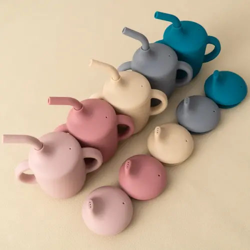 1PCS Two Lids Baby Silicone Straw Cup BPA Free Portable Storage Snack Container Feeding Cup Kids Learning Drink Cup Baby Stuff - AliExpress