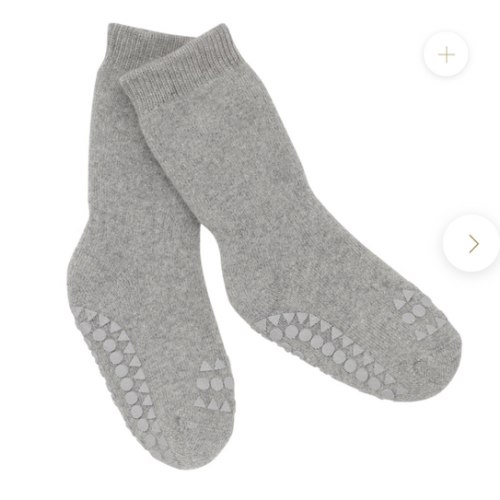 Non-slip Grip Socks Organic Terry Cotton - Grey Melange